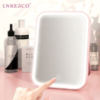 Lnkerco LED Desktop Makeup Mirror Illuminated USB Charging Table Mirror With Adjustable Light Touch Screen Bathroom Mirror