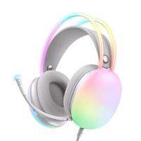 Esports Headset Light Headphone Stereo Music Earphones Glowing Earphones Gradually Color Changing With Microphone Girl Daughter Christmas Gift custody