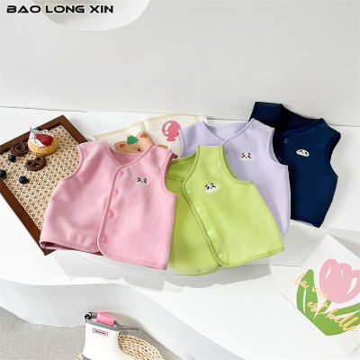 BAOLONGXIN เสื้อกั๊กแจ็คเก็ตสไตล์ต่างประเทศสำหรับเด็กผู้หญิงเด็กผู้ชายเสื้อกล้ามเด็ก