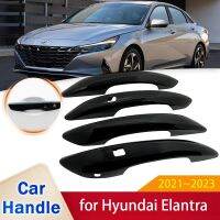 สำหรับ Hyundai Elantra CN7 2021 2022 2023รถเก๋ง I30มันวาวมือจับประตูสมาร์ทสีดำอุปกรณ์ตกแต่งรถยนต์ปลอกสติ๊กเกอร์ทริม