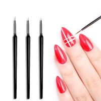 3Pcs Acrylic French Stripe Black Nail Art Liner Brush Set 3D Tips Manicure Ultra-thin Line Drawing Pen  Brushes 3 Sizes Artist Brushes Tools