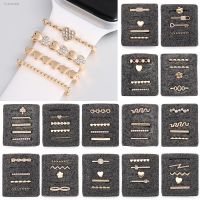 ۞□ Creative For Apple Watch Band Diamond Love Ornament Metal Wristbelt Charms Decorative Ring Smart Watch Silicone Strap Accessory