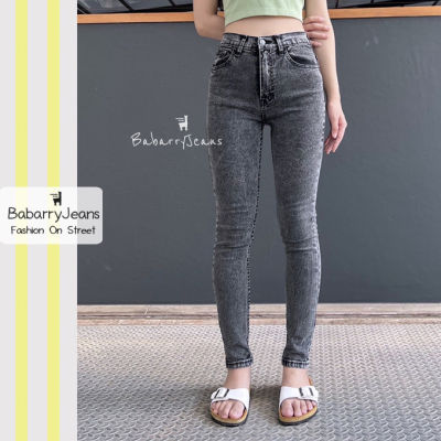 [พร้อมส่ง] BabarryJeans ยีนส์ทรงเดพ ยีนส์ผ้ายืด เอวสูง เรียบ รุ่นคลาสสิค (ORIGINAL) สีดำสโนว