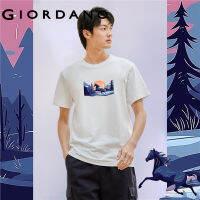 GIORDANO Men Horse Series T-Shirts 100% Cotton Tshirts Fashion Print Short Sleeve Crewneck Casual Summer Simple Tee 91093114