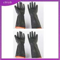 CHIZH 2Pairs สีดำสีดำ ถุงมือเชื่อมโลหะ แผ่นยางรอง 35ซม. ค่ะ ถุงมือทำงานถุงมือ บาร์บีคิวจัดการสัตว์ ถุงมือสำหรับเชื่อม การเชื่อมเชื่อม