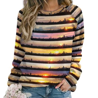 ลอนดอน Sunsets 002: สะท้อนให้เห็นถึงขนาดใหญ่เสื้อกันหนาวหมวกผู้หญิง Drawstring เสื้อบุคลิกภาพหลวมเสื้อคลุมด้วยผ้าแฟชั่นพระอาทิตย์ตก