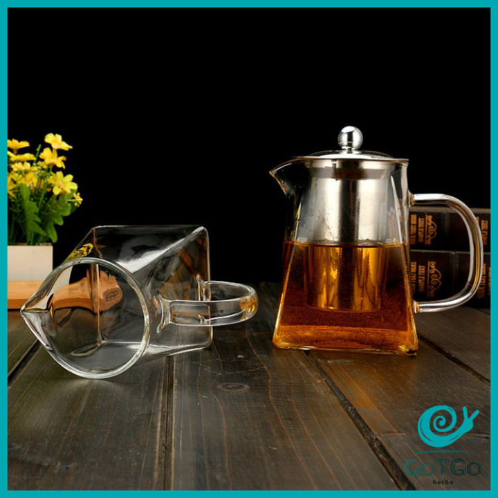 gotgo-กาชงชา-กาแก้ว-ตัวกรองสแตนเลส-ก้นออกแบบเป็นเหลี่ยม-ไลฟ์สไตล์เม็กซิโก-glass-teapot-มีสินค้าพร้อมส่ง
