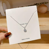 Luxury Cubic Zircon Geometric Square จี้เกาหลีสแตนเลส Choker สร้อยคอแฟชั่นผู้หญิงเครื่องประดับ YNC187