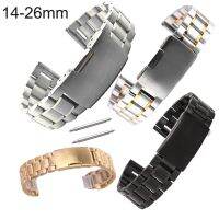 Replacement Solid 5Beads Watch Band 14 16 18Mm 19 20Mm 21 22Mm 24Mm 26Mm Watch Strap Stainless Steel Wrist Bracelet With Pins