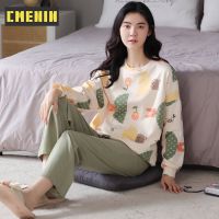 CMENIN สัตว์น่ารักผ้าฝ้ายแขนยาวกางเกงฤดูใบไม้ร่วงฤดูหนาว Loungewear ชุดนอนสตรีชุดโฮมแวร์ KY-8731