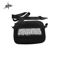 ADHOC / BG011A / F THE P กระเป๋าสะพาย สีดำ ผ้านีโอพรีน ลายปัก Patch Calligraffiti แอดฮอค