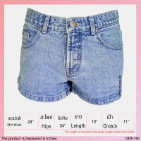 USED - Faded Denim Shorts | กางเกงยีนส์ขาสั้น สีน้ำเงิน สีฟ้า เอวปกติ y2k กางเกงขาสั้น ทรงกระบอก สายฝอ ปาร์ตี้ มือสอง