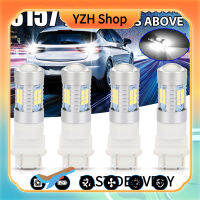 YZH Shop หลอดไฟรถยนต์อะลูมิเนียม4ชิ้น3157 3156เบรคถอยหลัง Led 4157หลอดไฟเลี้ยว1260lm ซีนอน6000K สีขาว