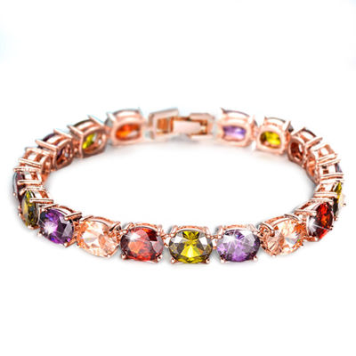 linked bangle bracelet Cubic Zirconia chain fashion Women gift Bridal