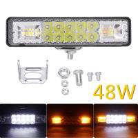 Niahode 1 ชิ้น 48 วัตต์รถสีเหลืองอำพัน 12 LED S Trobe แฟลชทำงานแถบแสงเตือนเหมาะสำหรับ Offroad รถจี๊ป