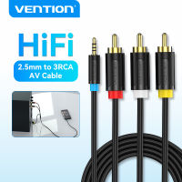 Vention สายเคเบิล2.5มม. ถึง2RCA นิ้วตัวผู้2.5มม. หุ้มทองเป็น2 RCA ตัวเมียสายต่ออะแดปเตอร์เสียงสเตอริโอ