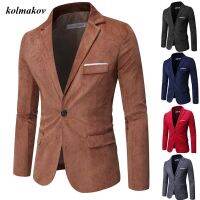 ZZOOI 2020 New Arrival Spring Style Men Corduroy Leisure Balzers Jacket Fashion Casual Single Button Slim Solid Colors Coat M-6XL