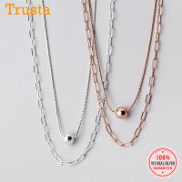 TrustDavis Real 925 Sterling Silver Fashion Double Layer Chain Choker Necklace For Women Wedding Valentines Day Jewelry DB581