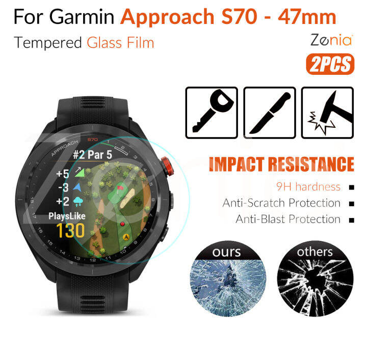 zenia-2ชิ้นแบบเต็มหน้าจอฟิล์มกันรอยสำหรับ-garmin-approach-s70-47mm-hd-9h-2-5d-อารมณ์แก้วป้องกันป้องกันการระเบิดอุปกรณ์เปลี่ยนฟิล์มป้องกันรอยขีดข่วน