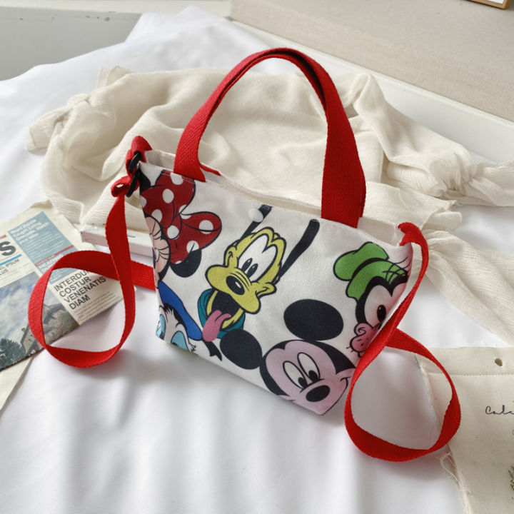 มิกกี้เมาส์โดนัลด์ดั๊กกระเป๋าเด็ก-2020-ใหม่การ์ตูนน่ารักกระเป๋าสะพายผ้าใบพิมพ์แบบพกพากระเป๋า-messenger-แนวโน้ม