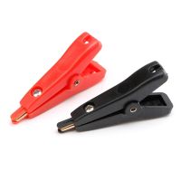 2PCS Copper Plated Alligator Clip Two-level Test clip Four-Clamp LCR Kelvin Max Open Length 25mm Black+Red Electrical Circuitry  Parts