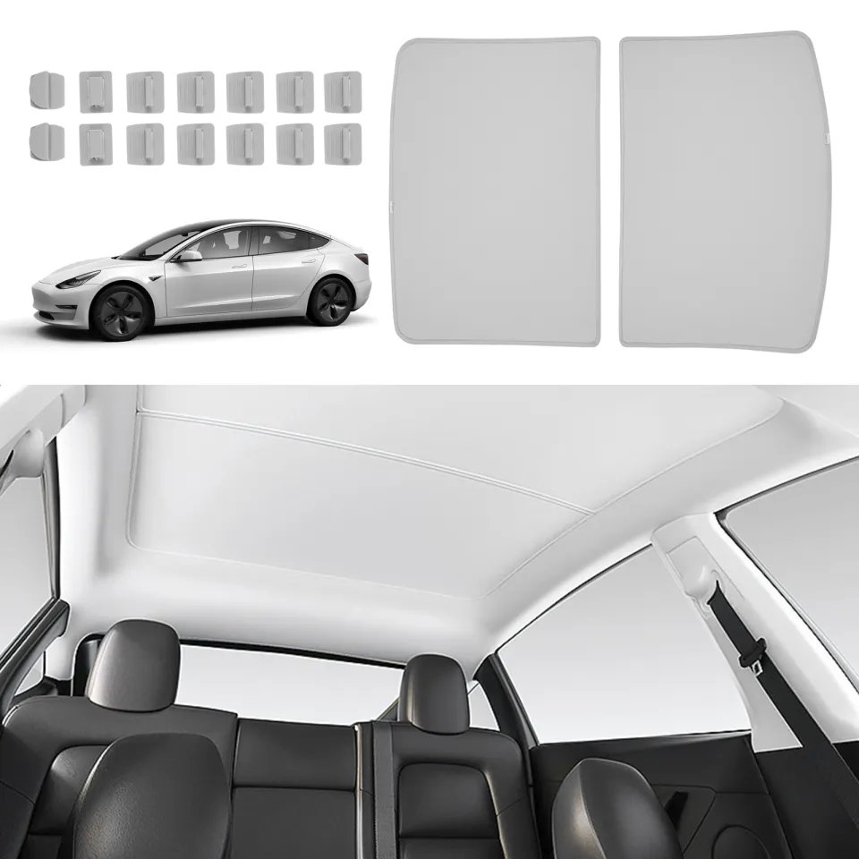 AUMOTOP Roof Window Sunshade Replacement for Tesla Model Y 2020 2021 2022  2023 Foldable Easy to Install Heat Insulation Sun Shade Protection Ice  Crystal Coatings with Storage Bag