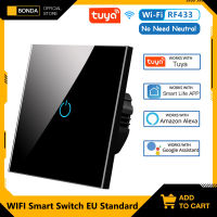 BONDA Smart Switch Alexa RF433ไม่มี Neutral Tuya Control ทำงานร่วมกับ 123 Gang Smart Life Home Light WiFi Touch Switches