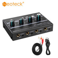 Neoteck 4 Channel Professional เครื่องขยายเสียงหูฟังโมโนสเตอริโอแอมป์เสียง RCA และ3.5มม. และ6.35มม. อินพุตสำหรับสตูดิโอและเวที