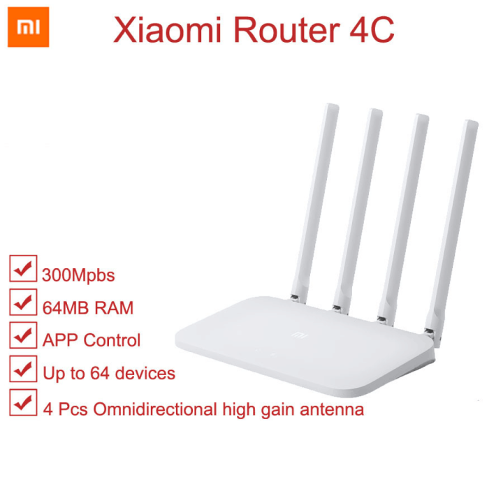 XIAOMI Mi Router 4C 300Mbps 2.4GHz Wireless Wi-Fi Router with 4 ...
