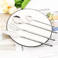 （glistening shop） Drmfiy 304 Silver Dinnerware Set Stainless SteelCutlery Set Vintagebnife ForkFlatware Tableware Set