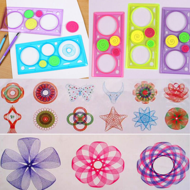 DIY Spiral Art Drawing Toys Set Spirograph Stencil Geometric Ruler Tools