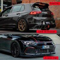 เหมาะกับ2020 + VW GOLF 8 RLINE GTI MK8 GLOSSY BLACK สไตล์ DUCKBILL ด้านหลังสปอยเลอร์ WING ด้านหน้าด้านหลังสปอยเลอร์ DIFFUSER