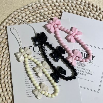 3D Bowknot Phone Charm Acrylic Phone Chain Womens Phone Pendant Anti-Loss Phone Strap 3D Bowknot Phone Charm Beaded Mobile Phone Accessory Hanging Jewelry For Mobile Phones Fashionable Phone Chain Cute Phone Strap Trendy Mobile Phone Pendant Stylish