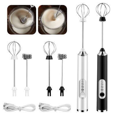 Electric Milk Frother Handheld Whisk Rechargeable Foam Maker 3-Speed Automatic Egg Beater Coffee Matcha Mixer