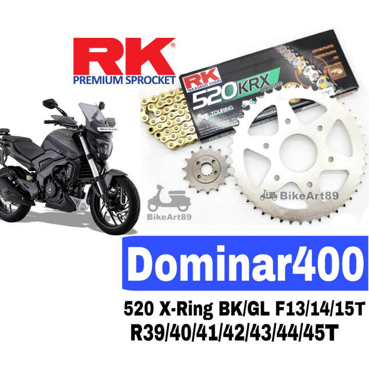 RK Sprocket Set Modenas Dominar 400 RK 520 KRX XRing Rivet Black / Gold Chain RK520 14/15T39