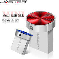 JASTER แฟลชไดรฟ์ USB แบบปุ่มโลหะขนาดเล็ก64GB สีฟ้าเมมโมรี่สติ๊กแฟชั่น32GB สีแดงจัดเก็บข้อมูลภายนอกของขวัญสร้างสรรค์ไดรฟ์ปากกา8GB