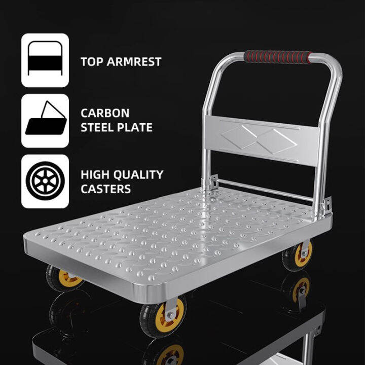 Portable Trolley Hand Truck Foldable Iron Platform Capacity Push Cart