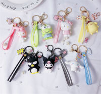 Sanrio พวงกุญแจ Kitty Melody Keroppi Badtz Pom Pom Purin Chinnamoroll Kuromi พวงกุญแจกุญแจแหวนสำหรับกระเป๋าสุภาพสตรี Decor จี้ Trinket
