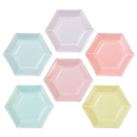 120pcs Solid Hexagonal Paper Plates Party Tableware Modern Geometrical 7" Dessert Dishes Pas Pink Mint Blue Beige Lilac Blush