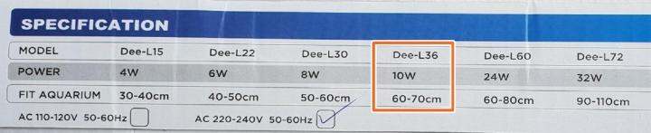 deebow-dee-l36-หลอดไฟ-led-แช่ในน้ำใส่ตู้เลี้ยงปลา-กุ้ง-กำลังไฟ-10-วัตต์-ปรับสีได้-ใช้กับตู้ขนาด-60-70-ซม-24-28-นิ้ว