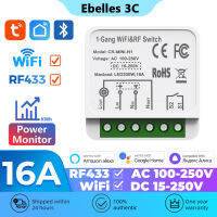 16A Tuya WiFi RF433สมาร์ทโมดูลสวิทช์ Power Monitor AC 100-240V DC 15-250V Home Appliances Breaker Relay สำหรับ Alexa