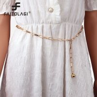 Metal Balls Waist Chain Women Long Thin Belt Gold Sliver Color Adjustable Female Tassel Belts Elegant Lady Dress Dress Waistband Belts