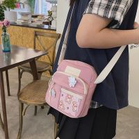 Tas Selempang Fesyen Wanita Tas Bahu Kecil Tas Kurir Kanvas Beruang Lucu Dompet Ponsel Tas Tangan Wanita Kantong Tas Flap