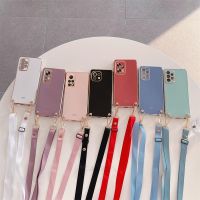 Crossbody Lanyard Plating Case For Xiaomi Mi 11 Lite 5g Ne 10 12 12t 11t Pro 10t 11i 11lite 4g Cord Silicone Cover Mi11 I Mi12 T