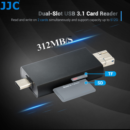 Jjc uhs-ii sd micro sd card reader, 3-in-1 usb 3.1 usb-c type - ảnh sản phẩm 1
