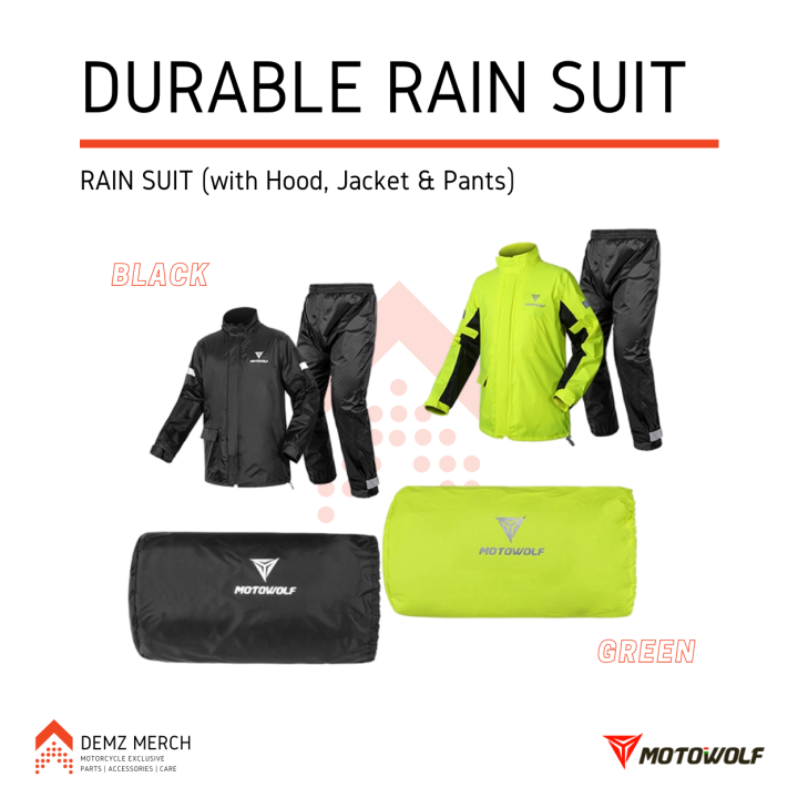 Carevas Men Motorcycle Rain Suit Outdoor Reflective Waterproof Rain Jacket  and Pants Rain Gear for Bike Riding Cycling Camping Hiking 