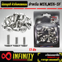 น๊อตชุดสี,น็อต MSX,MSX-SF (ก้นหอยแบน) เลส สีเงิน (17ตัว)