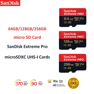 SanDisk Extreme Pro microSDXC 128GBเมมโมรี่การ์ด A2 (SDSQXCY_128G_GN6MA) ความเร็วสูงสุด อ่าน 170MB/s เขียน 90MB/s 16GB 32GB 64GB 256GBMemory Card