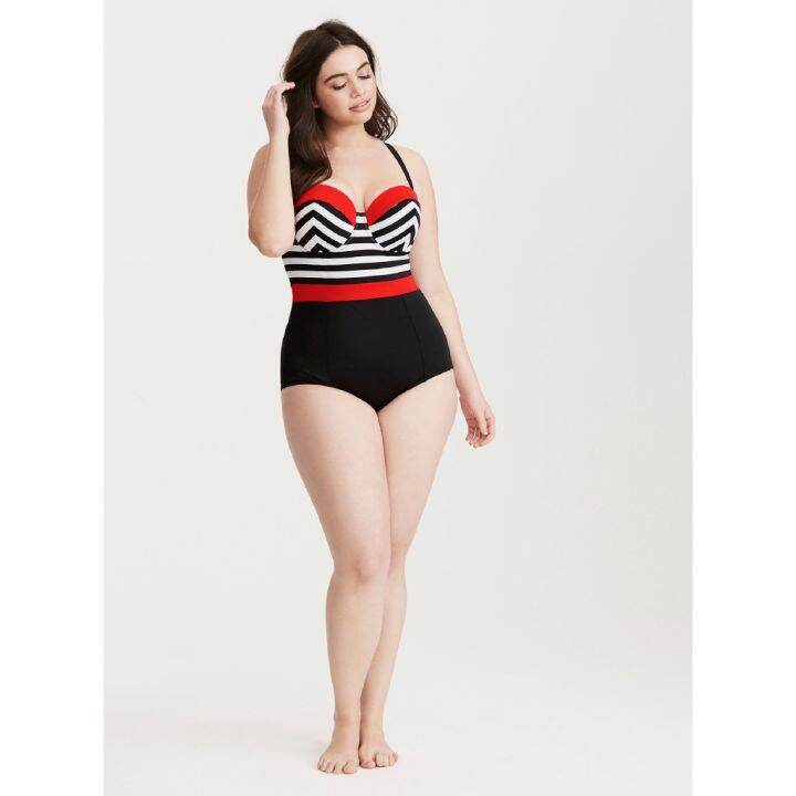 bikini-swimwear-plus-size-stripes-swimsuit-cod