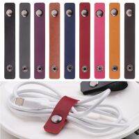 5 PCs Leather Cable Straps Cable Tie Wraps Cord Management Holder Keeper Earphone Wrap Winder Wire Ties Cord Organizer for Work